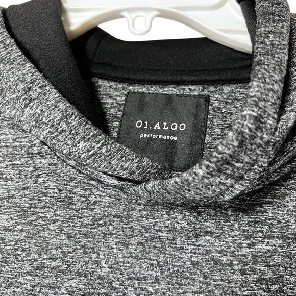 01.Algo Performance Gray Heather Hoodie Pullover Sweatshirt Zip Pocket Med - Picture 3 of 12